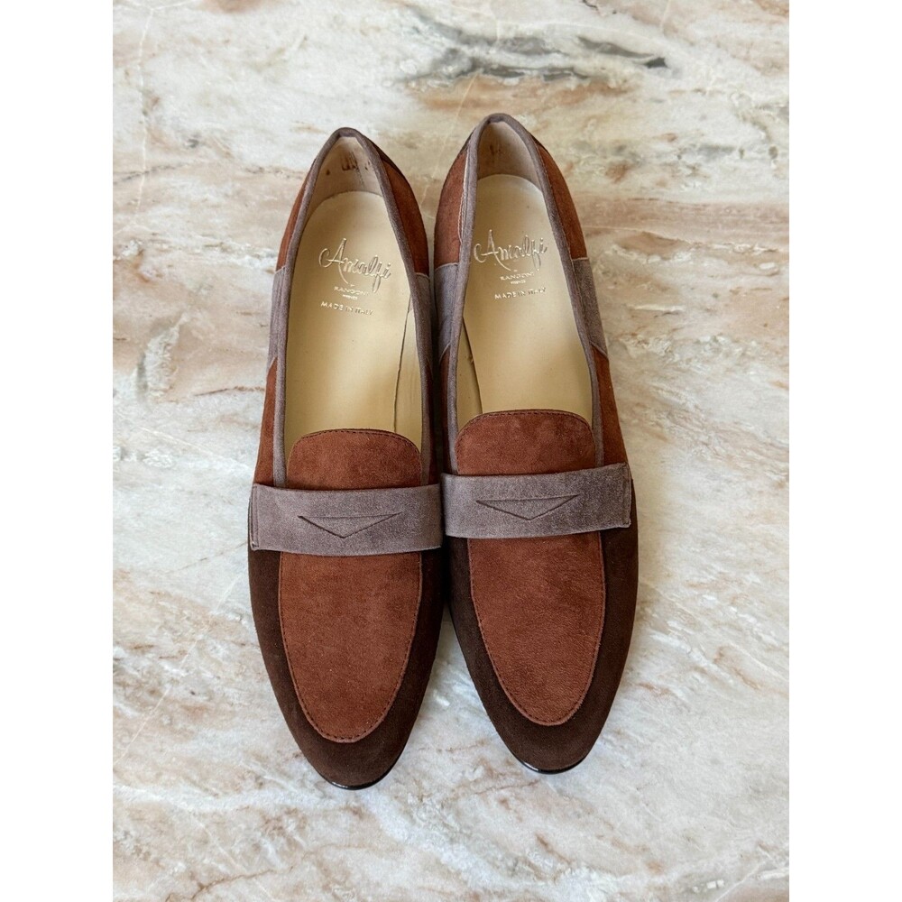 Amalfi by Rangoni Women's Suede Penny Loafers Sz 9 - Brown - Italy
